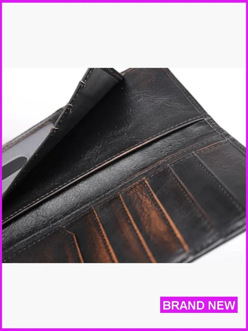 Full Grain Leather Bifold Wallet RFID Blocking Slim Design Patriotic Style
